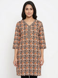 Women's Multi-Color Abstract Printed Cotton Kurti