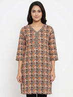 Women's Multi-Color Abstract Printed Cotton Kurti