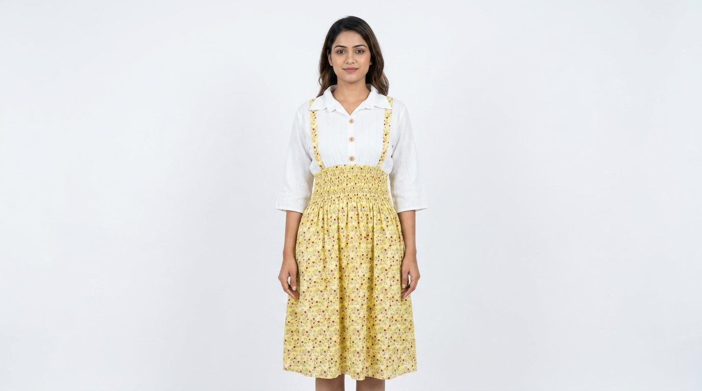 Women's Multi-color Floral Print Smocked Waist Casual Dress