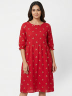 Women's Red Embellished Kurti