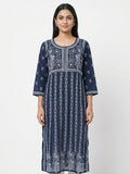 Women's Blue Embroidered Kurti