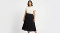 Women's Black Solid Flared Viscose Skirt