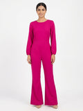 Magenta Solid Full Sleeve Jumpsuit