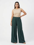 Dark Green Solid Relaxed Fit Palazzo Pants