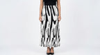 Abstract Print Pleated Flared Skirt