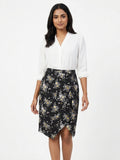 Black Floral Printed Casual Skirt