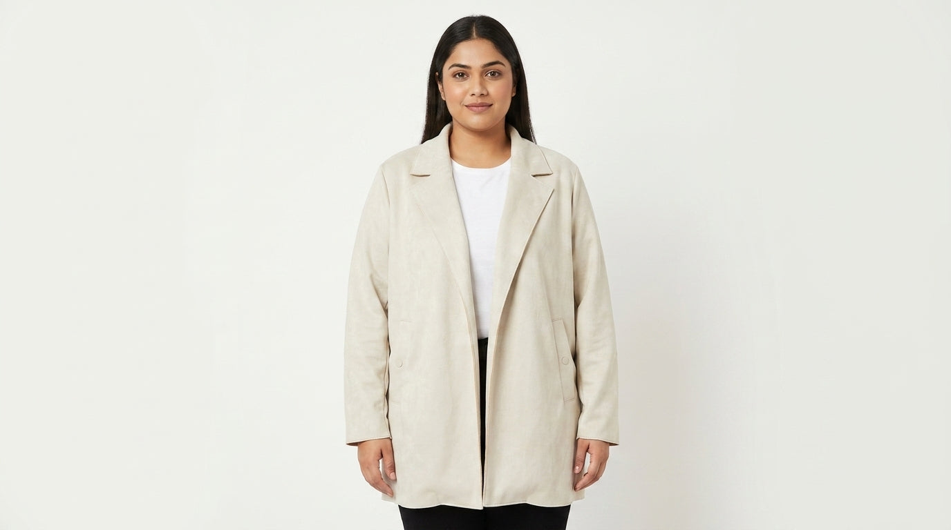 Women's Beige Relaxed Fit Solid Jacket