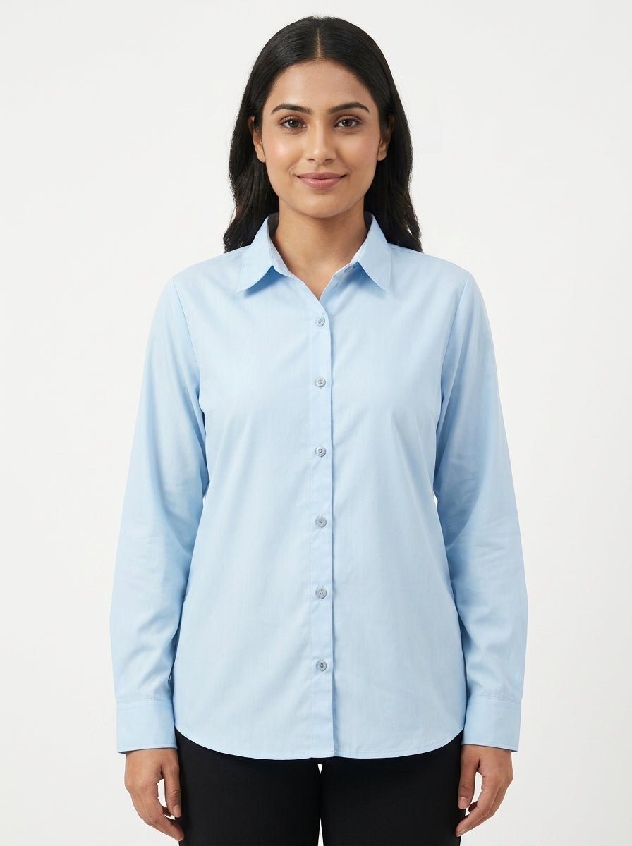 Light Blue Solid Full Sleeve Casual Shirt
