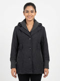 Dark Grey Hooded Casual Jacket
