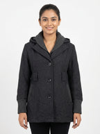 Dark Grey Hooded Casual Jacket