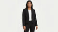 Women's Black Open Front Cropped Blazer Jacket