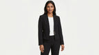 Women's Black Open Front Cropped Blazer Jacket