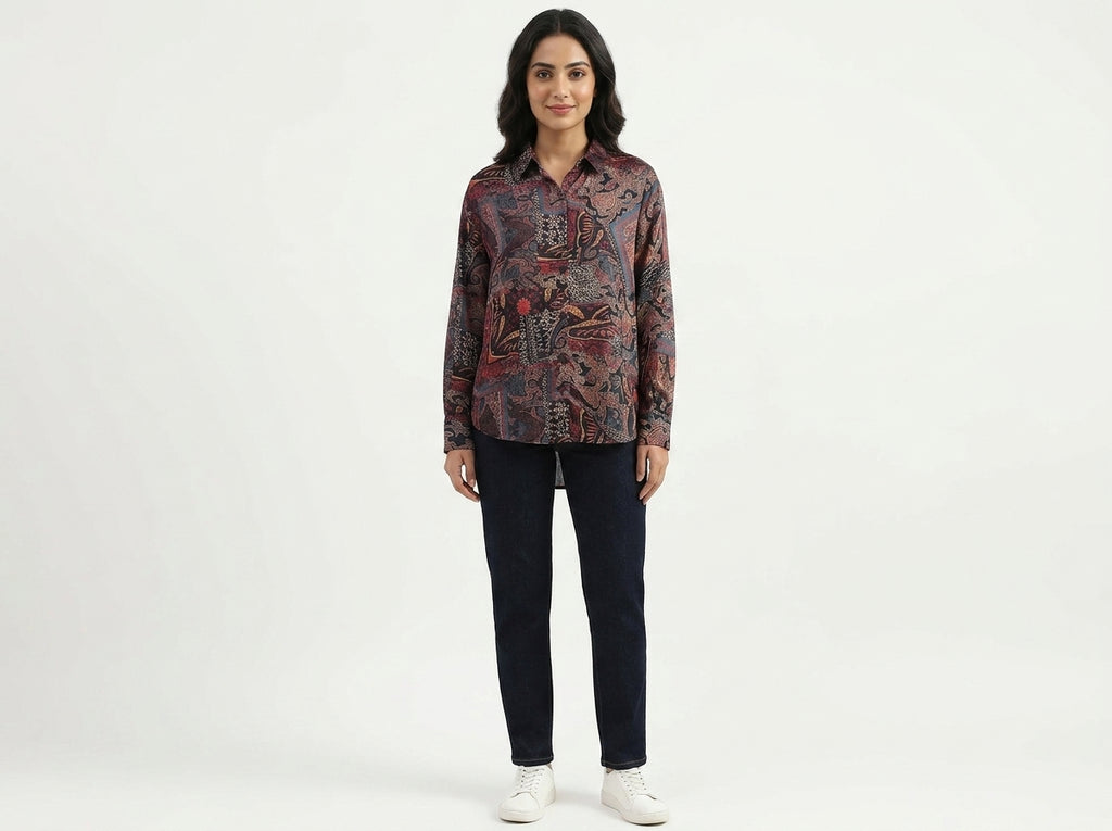 Multi-Color Printed Casual Top