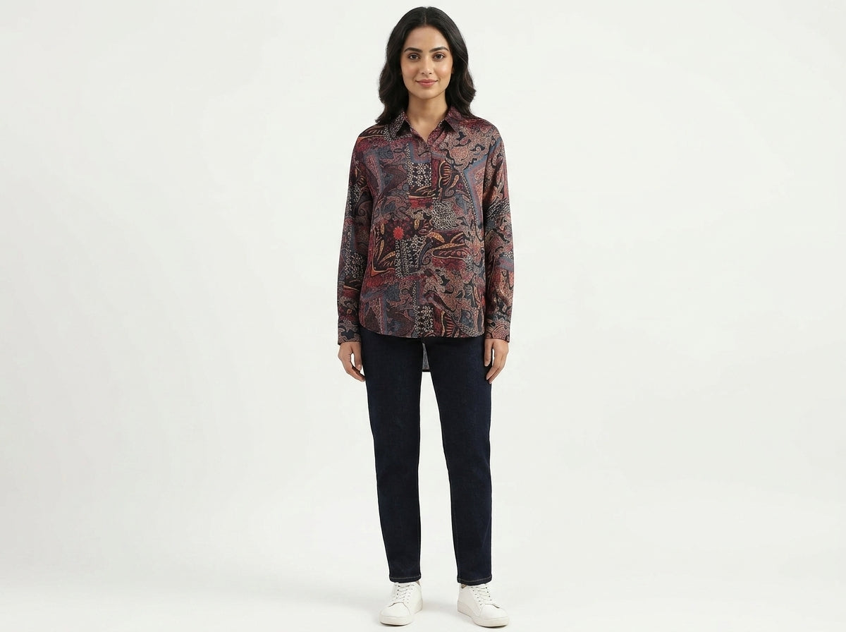 Multi-Color Printed Casual Top