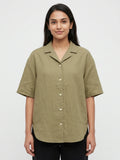 Women's Olive Solid Relaxed Fit Casual Shirt