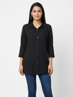 Black Relaxed Fit Tunic Top
