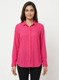 Pink Solid Regular Fit Casual Shirt