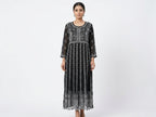 Black Embroidered Straight Kurti