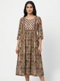 Multi-Color Printed Flared Casual Dress