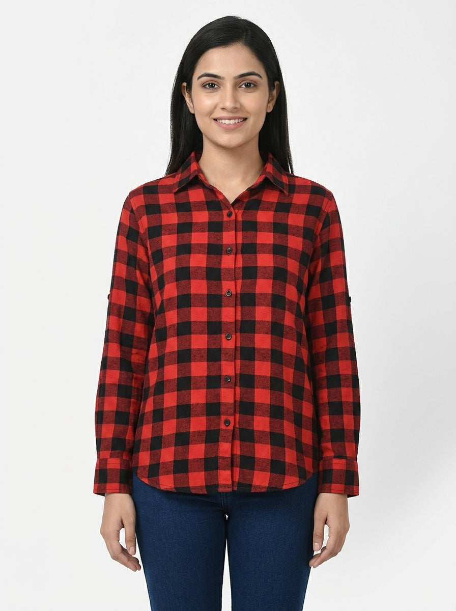 Red & Black Checkered Casual Shirt
