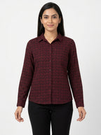 Wine Abstract Print Casual Shirt