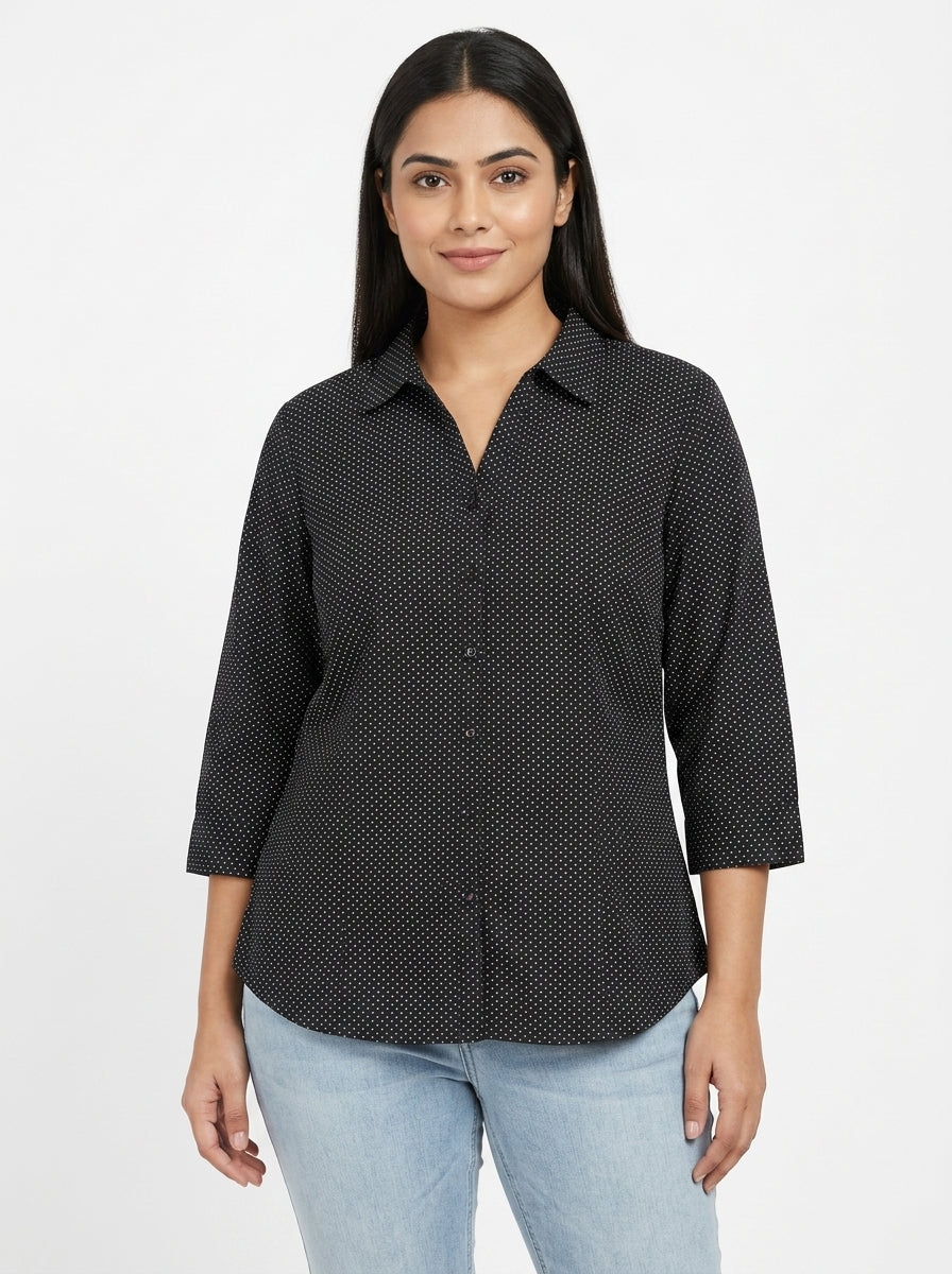 Black Polka Dot Casual Shirt