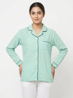 Mint Green Checkered Full Sleeve Casual Shirt