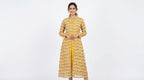 Women's Yellow Floral Printed Cotton Kurti