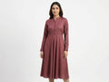 Mauve Solid Flared Dress