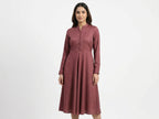 Mauve Solid Flared Dress