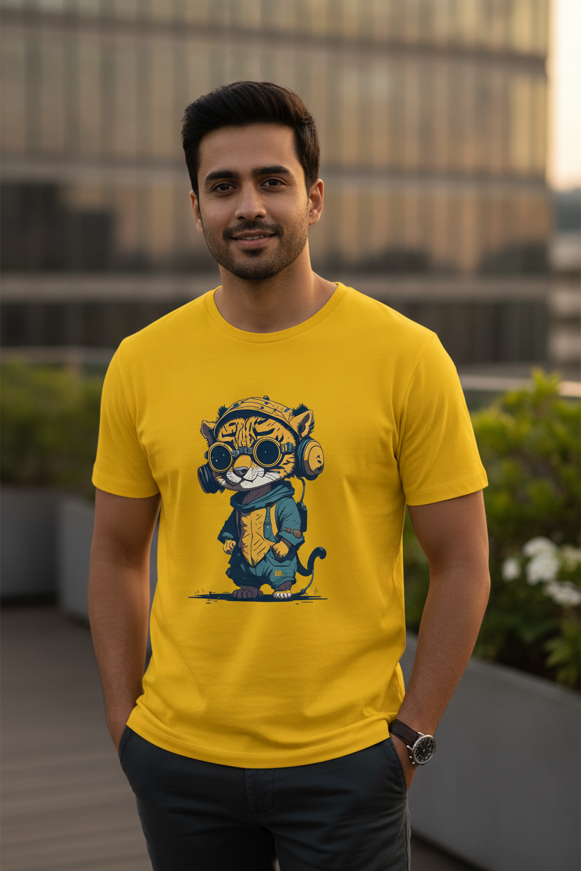 Baby Tiger Graphic Printed Yellow Tshirt