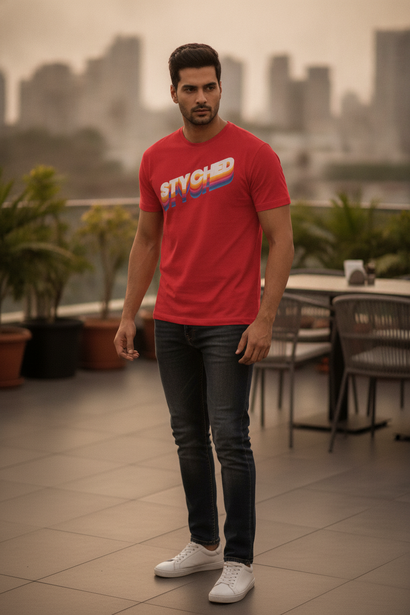 Styched Authentic Red Branded Graphic Tshirt