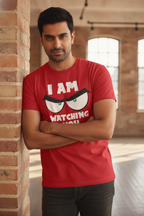 Angry eyes telling us that Big Brother is watching - Quirky Graphic T-Shirt Blue Color