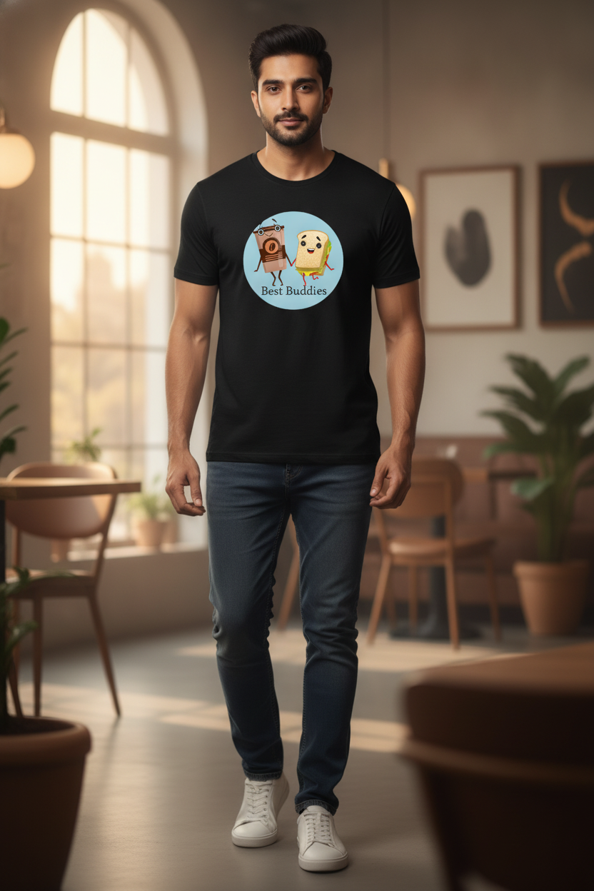 Best Buddies Graphic Printed Black Tshirt