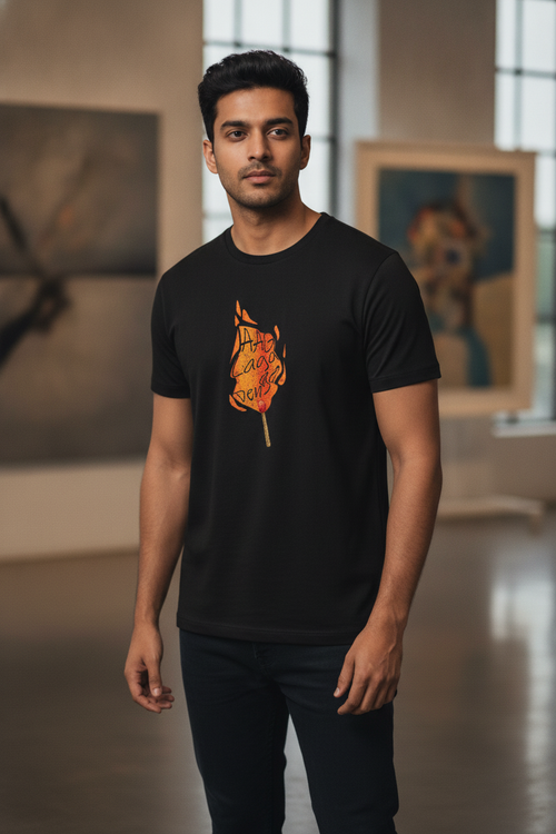 Aag Laga Denge Graphic Printed Black Tshirt