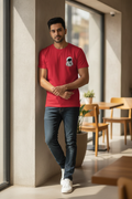 Astronaut Pocket Printed Graphic Red Tshirt