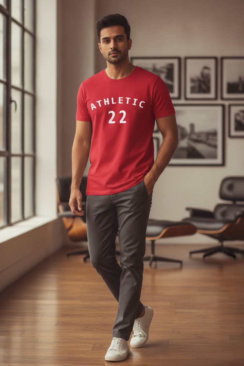 Athletic 22 Graphic Printed Red Tshirt