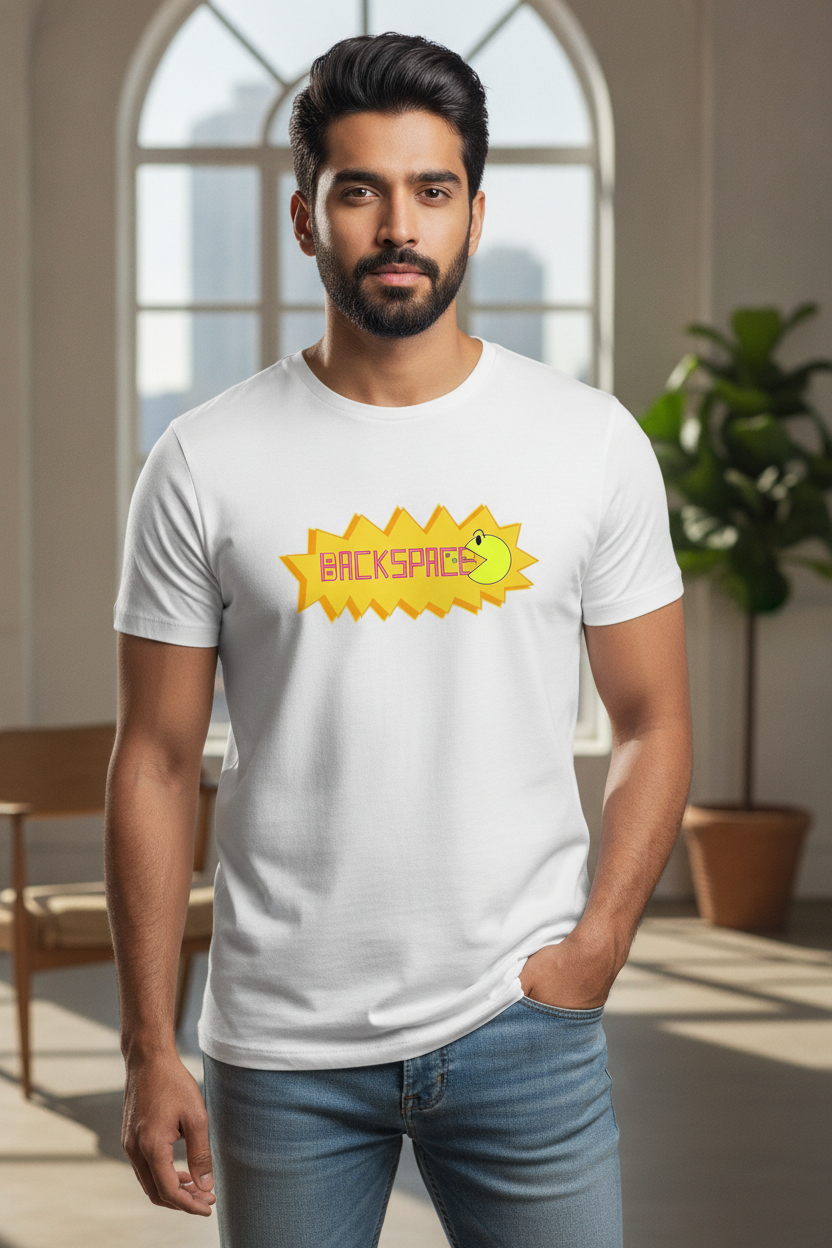 Backspace Graphic Printed White Tshirt