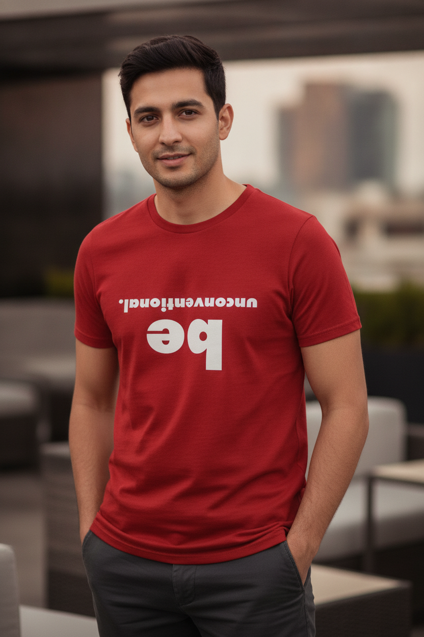 Be Unconventional - Casual Graphic Printed Red Cotton T-Shirt