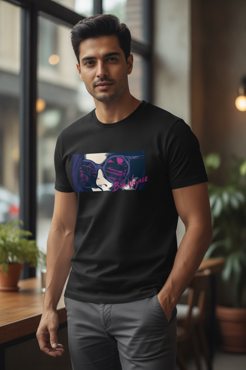Bon Voyage Graphic Printed Black Tshirt