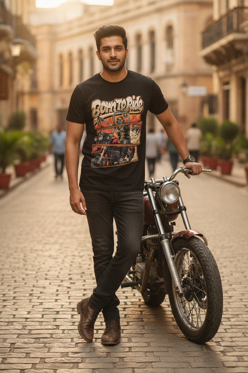 Born To Ride Graphic Printed Black Tshirt