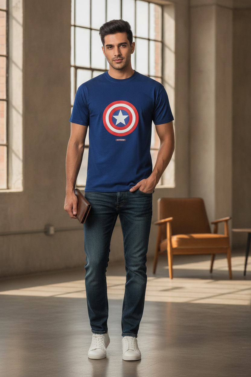 Captain America Shield Blue T-Shirt