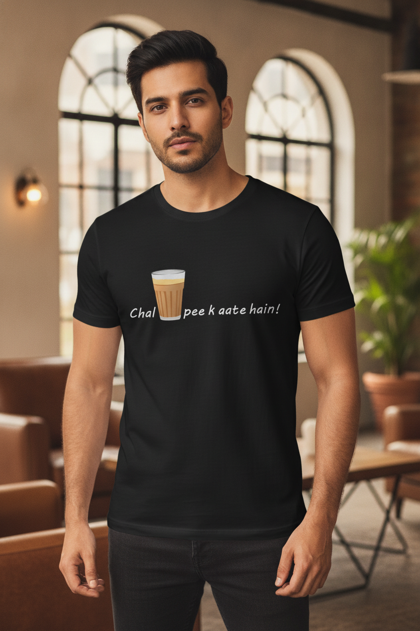 Chai Peeke Aate Hai Black Tshirt