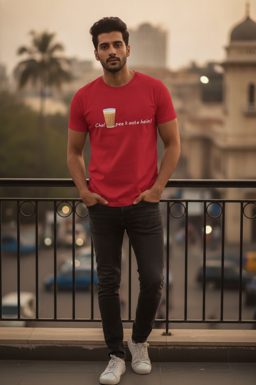 Chai Peeke Aate Hai Red Tshirt