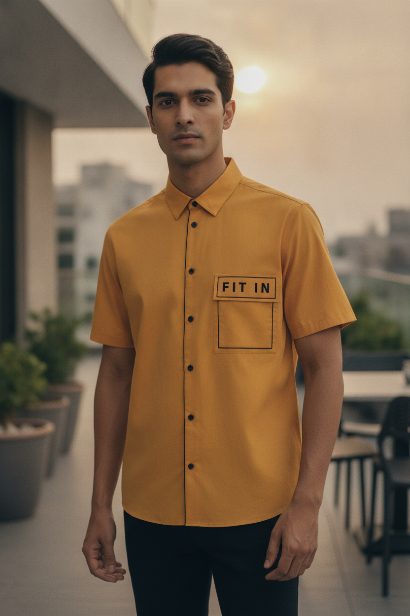 Cillian ochre yellow half sleeve shirt