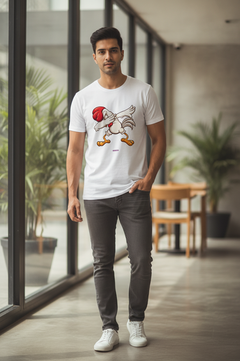 Cock Dab - Just a cool Tee with a cock dabbing Cockadoodledoo White Tee