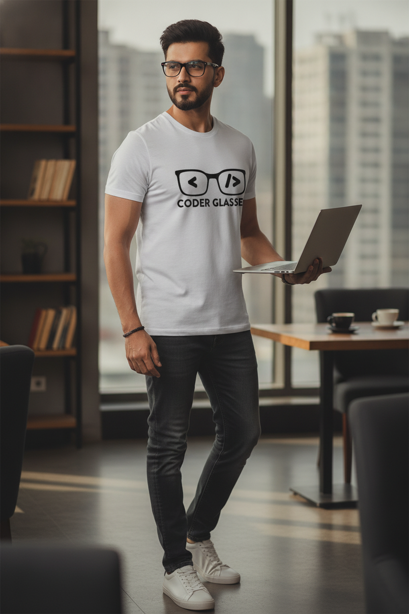 Coder Glasses - Coder Tee white