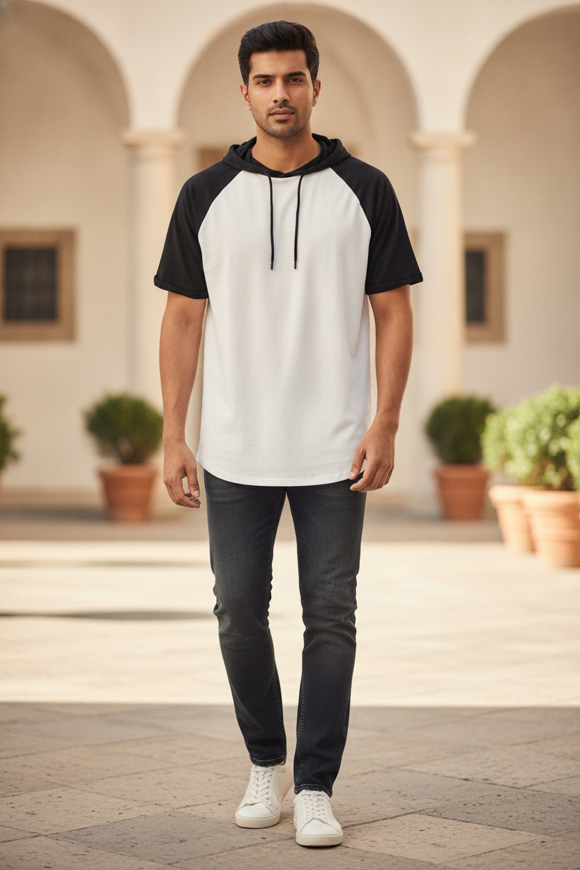 Colour Blocking T-shirt Black & White