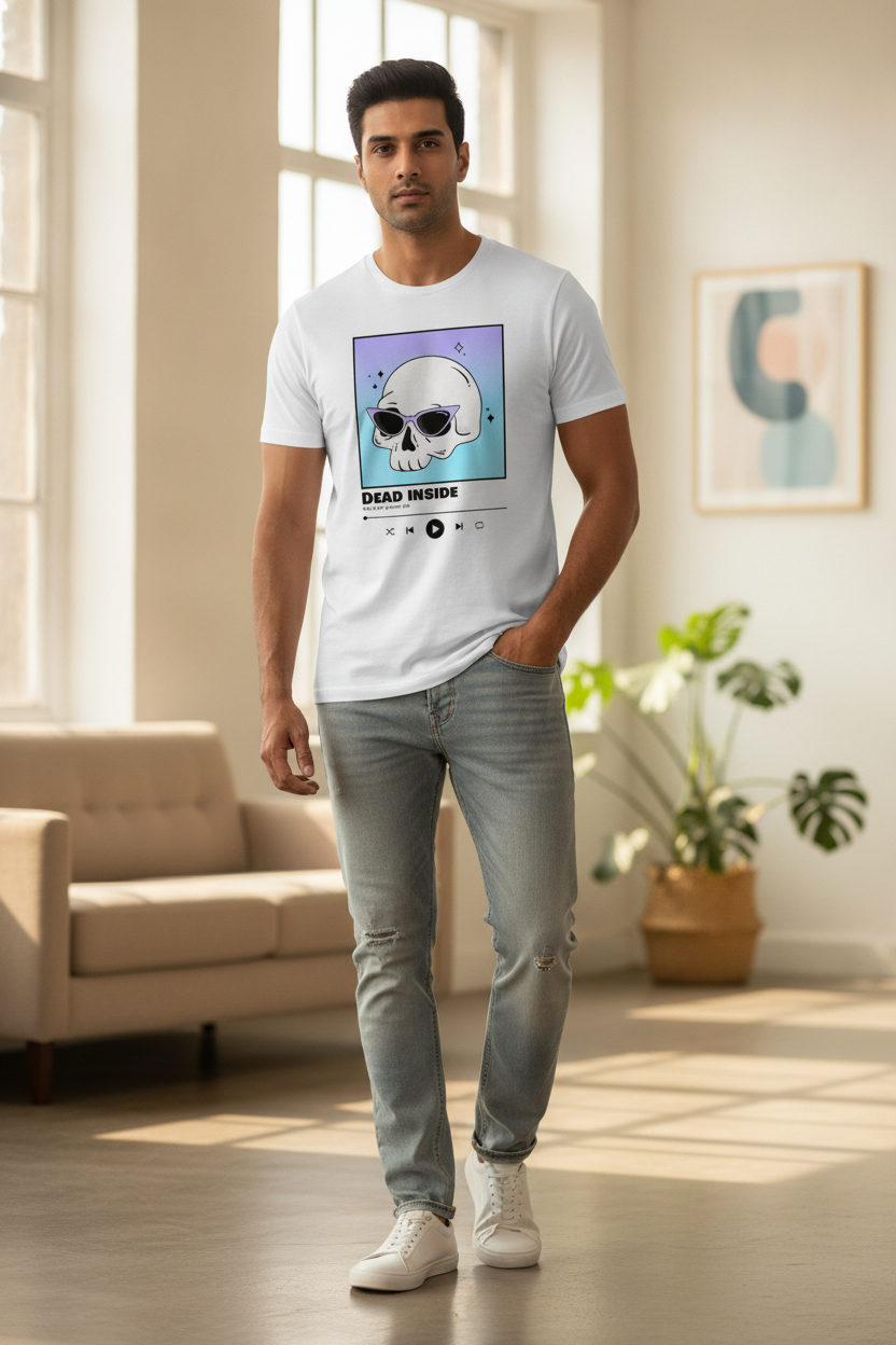 Dead Inside Graphic Printed White Tshirt
