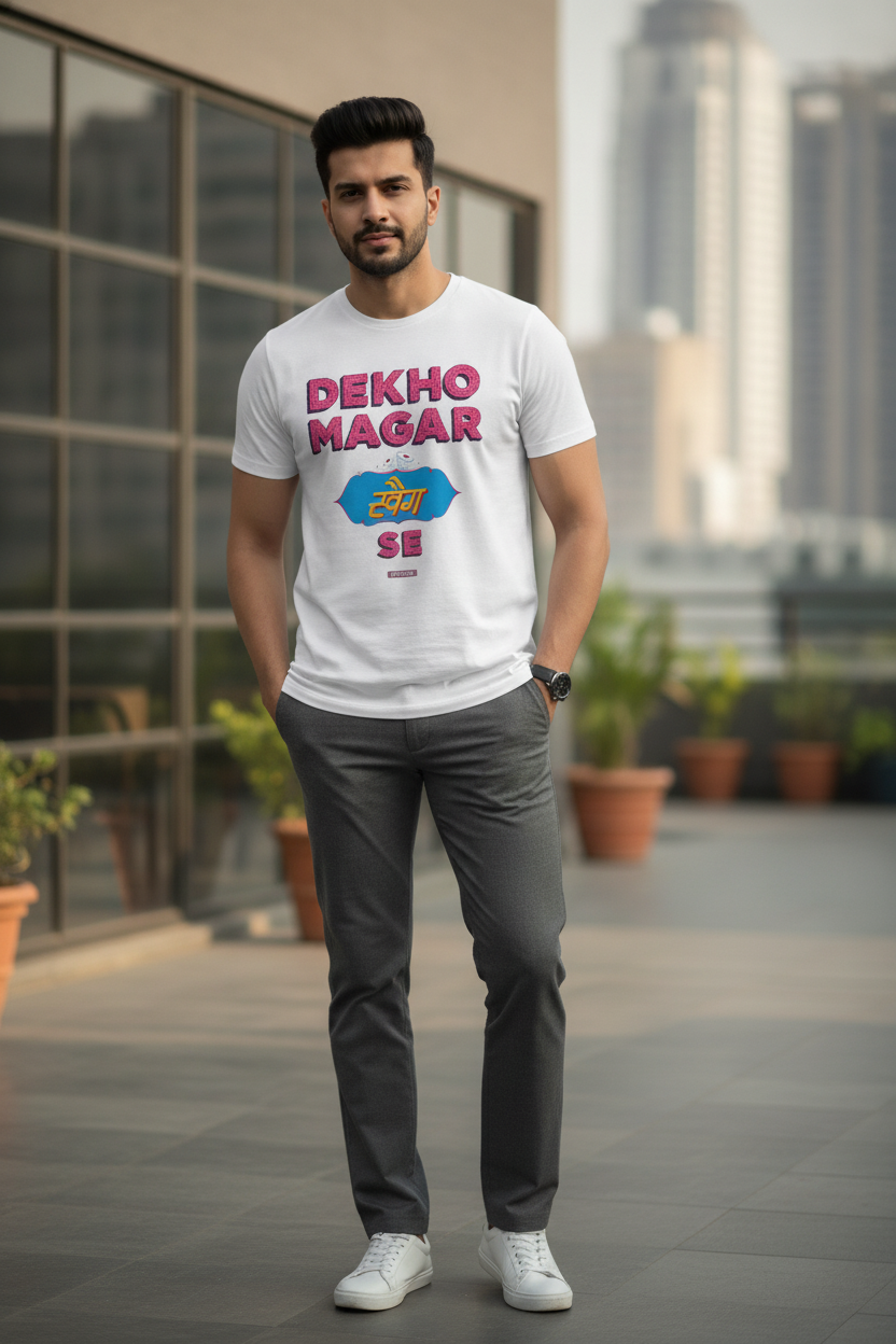 Dekho Magar Swag Se - Hindi words graphic printed TShirt